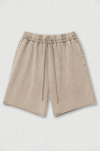 Distressed Washed Casual Shorts - Loose Rolled Hem Cargo Shorts
