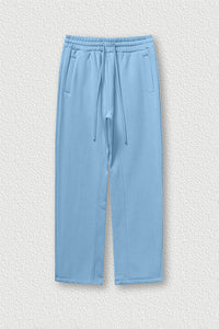 Solid Color Fleece-Lined Sweatpants - Winter Thermal Straight Leg Pants