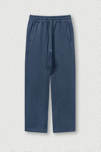 Solid Color Fleece-Lined Sweatpants - Winter Thermal Straight Leg Pants