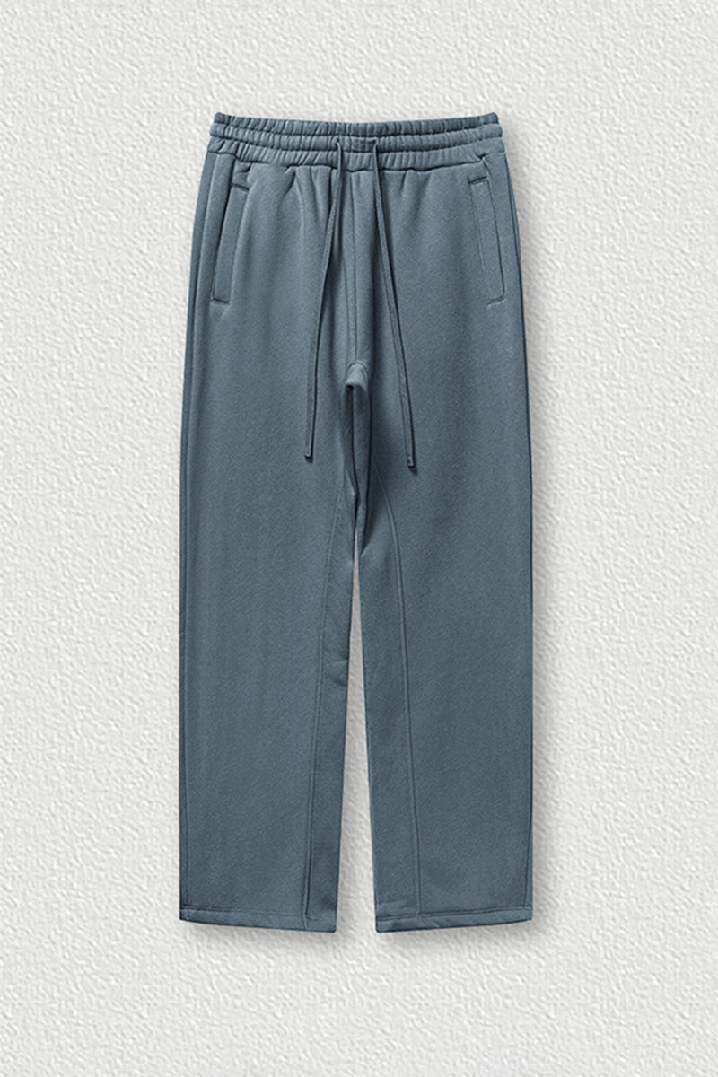 Solid Color Fleece-Lined Sweatpants - Winter Thermal Straight Leg Pants