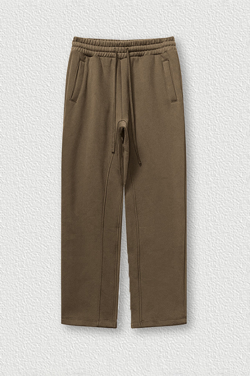 Solid Color Fleece-Lined Sweatpants - Winter Thermal Straight Leg Pants
