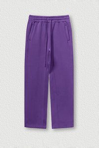 Solid Color Fleece-Lined Sweatpants - Winter Thermal Straight Leg Pants