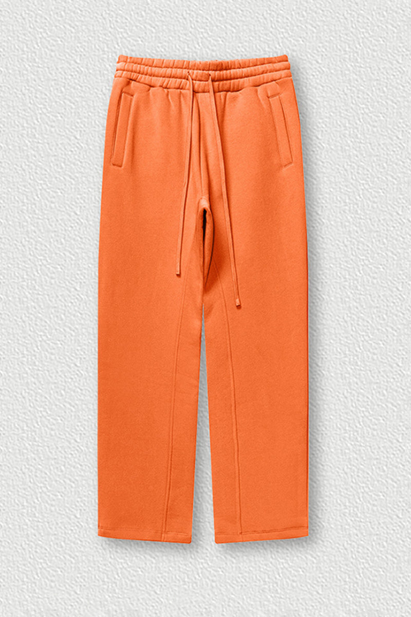Solid Color Fleece-Lined Sweatpants - Winter Thermal Straight Leg Pants