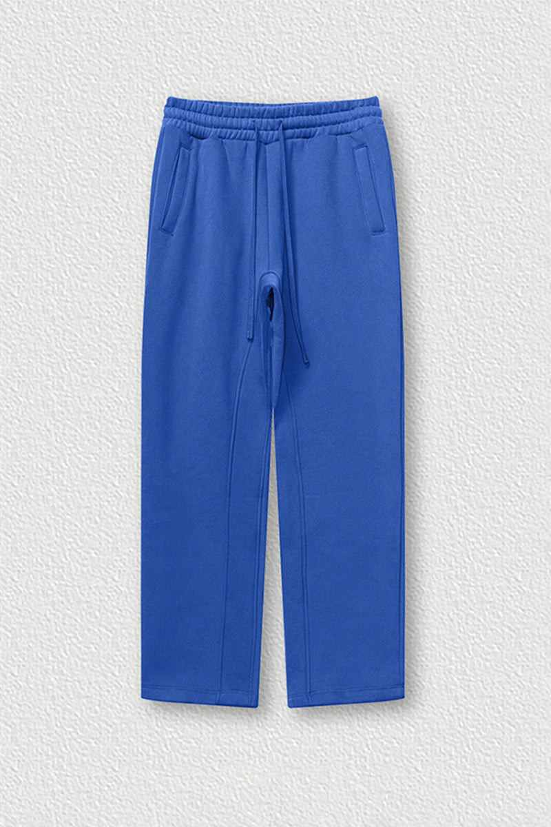 Solid Color Fleece-Lined Sweatpants - Winter Thermal Straight Leg Pants