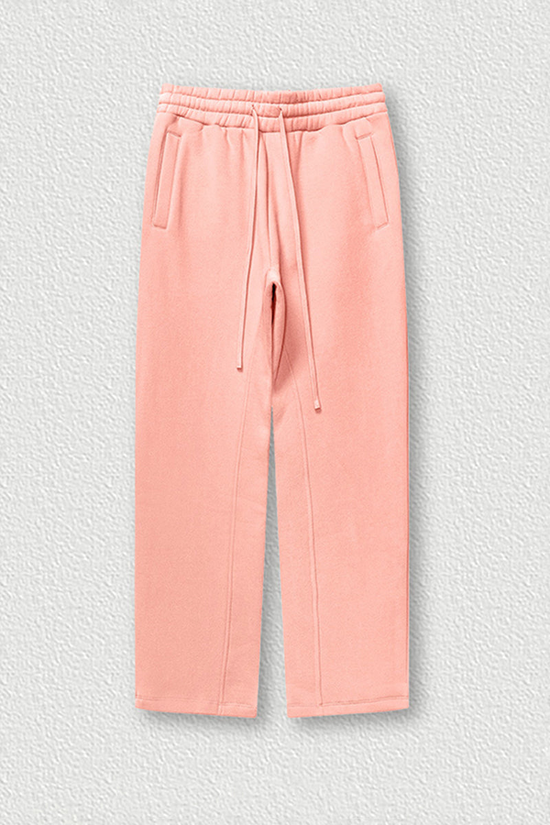 Solid Color Fleece-Lined Sweatpants - Winter Thermal Straight Leg Pants