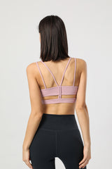 Ribbed Spaghetti Strap Running sports Bra