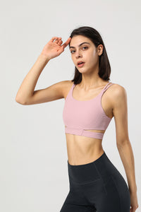 Ribbed Spaghetti Strap Running sports Bra