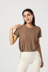 Round Neck Drawstring Adjustable Quick-Dry  T-Shirt