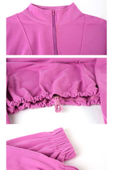 Women's Half Zipper And Drawstring Hem Loose Yoga Sport Hooded Sweatshirt