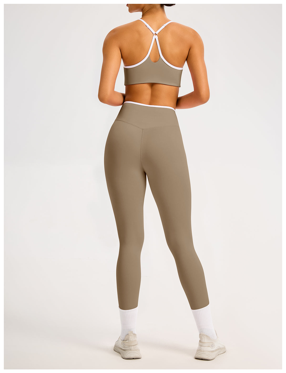 Women's Color-Block Crossover-Waist Sports Bra & Leggings Set