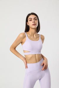 Ribbed Spaghetti Strap Running sports Bra