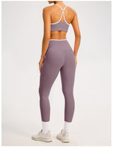 Women's Color-Block Crossover-Waist Sports Bra & Leggings Set