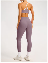 Women's Color-Block Crossover-Waist Sports Bra & Leggings Set