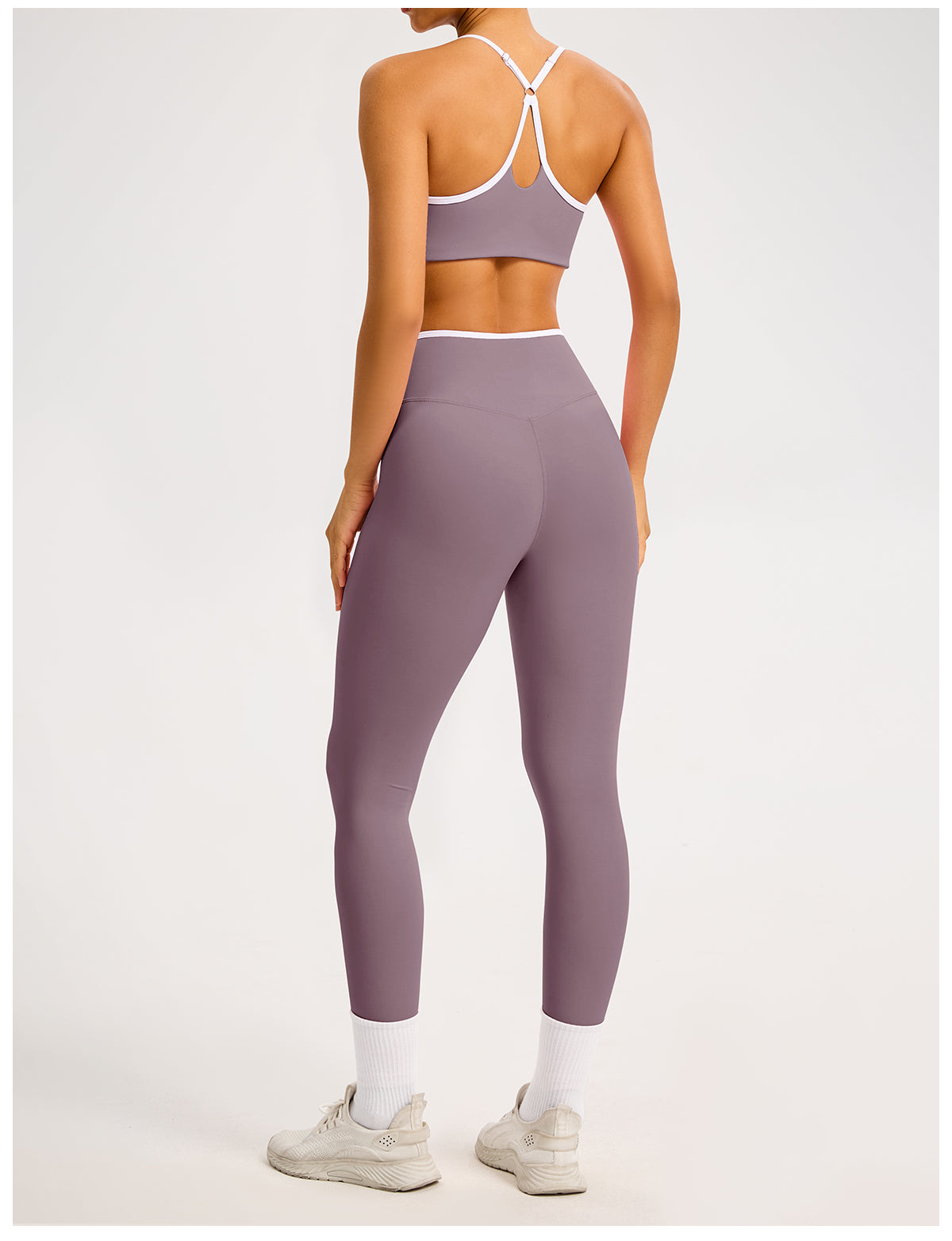 Women's Color-Block Crossover-Waist Sports Bra & Leggings Set