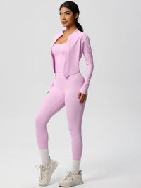 Women Activewear Set:Slim Fit Sports Bra+Zip Jacket+Leggings