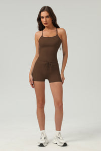 Women Slim-Fit Cross-Back Adjustable Yoga Set: Naked-Feel Vest & Elastic Shorts