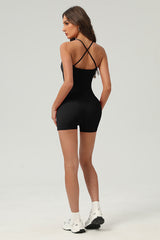 Women Slim-Fit Cross-Back Adjustable Yoga Set: Naked-Feel Vest & Elastic Shorts