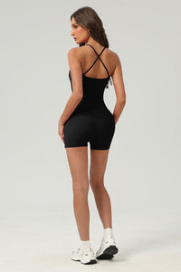 Women Slim-Fit Cross-Back Adjustable Yoga Set: Naked-Feel Vest & Elastic Shorts