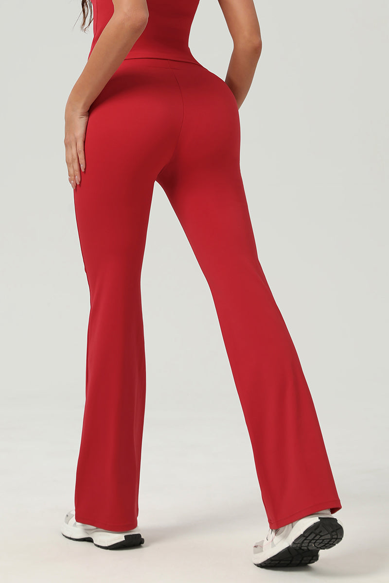 Women Butt-Lifting High-Waisted Elastic Quick-Dry Yoga Flared Pants With T-Sculpt