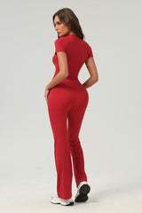 Women Retro Slim-Fit Naked-Feel T-Shirt & Butt-Lifting Flared Yoga Set