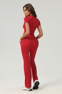Women Retro Slim-Fit Naked-Feel T-Shirt & Butt-Lifting Flared Yoga Set