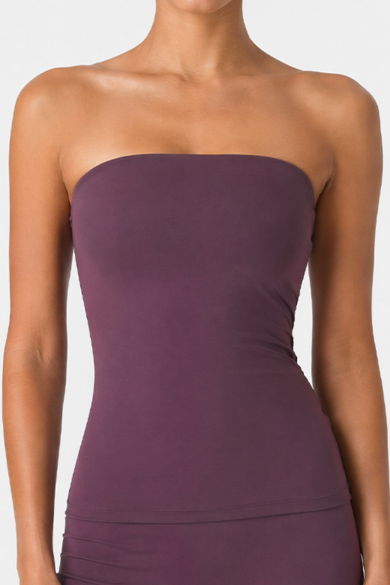 Women’s Strapless Form-Fitting Solid Yoga Tube Top