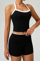 Women's Color Block Tank Top And Shorts Yoga Workout Set