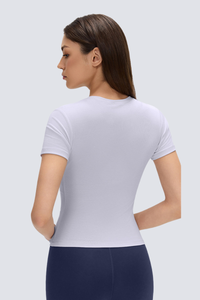 Women's Quick Dry Slim Elastic Cuff Crewneck Yoga Tee