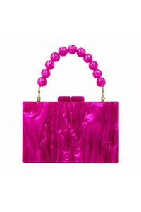 Women's Pearl Handle Acrylic Box Clutch Bag