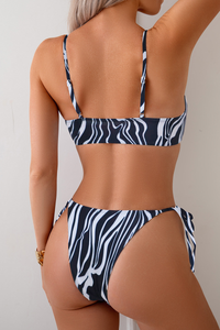 Women's Sexy Crisscross Cut Out Side Tie Print Bikini