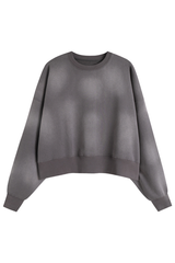 Women's Fall Vintage Gradient Cropped Crew Neck Sweatshirt
