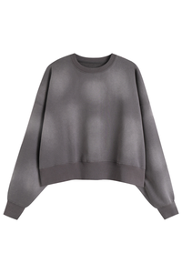 Women's Fall Vintage Gradient Cropped Crew Neck Sweatshirt