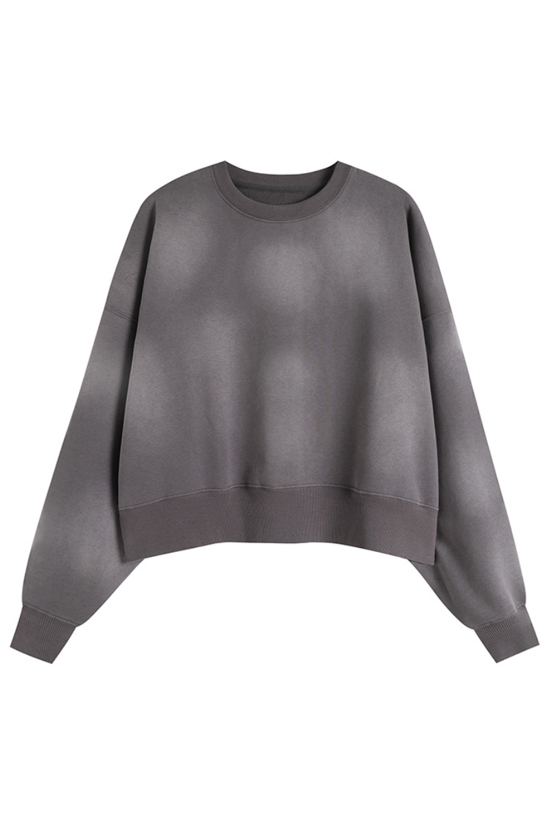 Women's Fall Vintage Gradient Cropped Crew Neck Sweatshirt