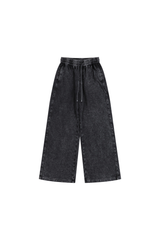 Unisex Fall Washed Adjustable Drawstring Hem Sweatpants