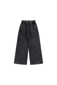 Unisex Fall Washed Adjustable Drawstring Hem Sweatpants