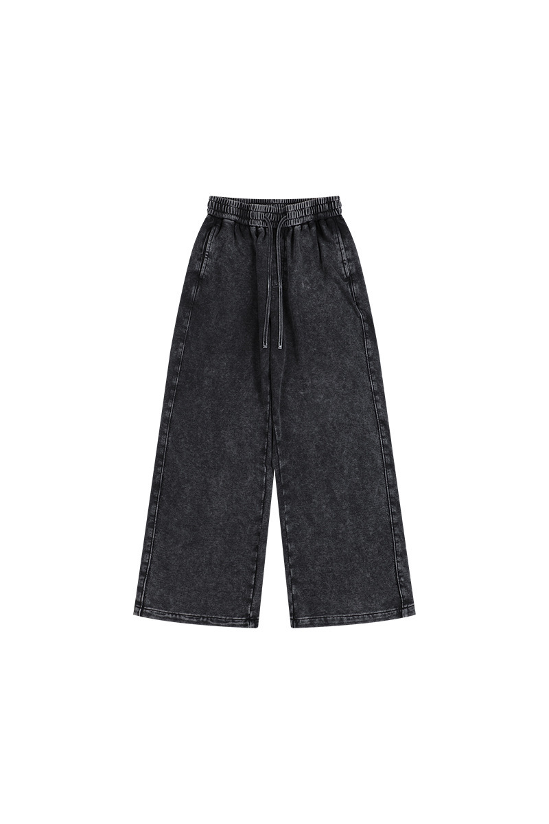 Unisex Fall Washed Adjustable Drawstring Hem Sweatpants