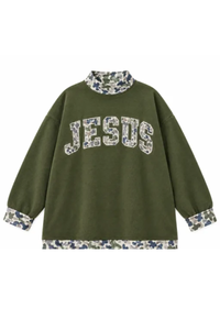 Women’s Fall Oversized Appliqué Western Mock Neck Sweatshirt