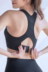 Women's Racerback Cutout Back Hook High Support Sports Bra