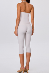 Women's Yoga Sets:Halter Twist Cami Tank Top & Capri Leggings