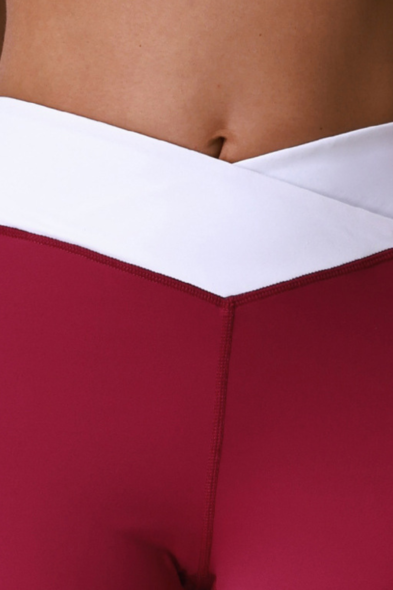 Women's Yoga Color-Block Sets:Bra And Cross V-Waist Leggings