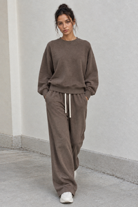 Women's Heavyweight Heathered Sweatshirt And Sweatpants Set