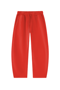 Unisex Fall Fleece Elastic Waist Curved Wide Leg Sweatpants