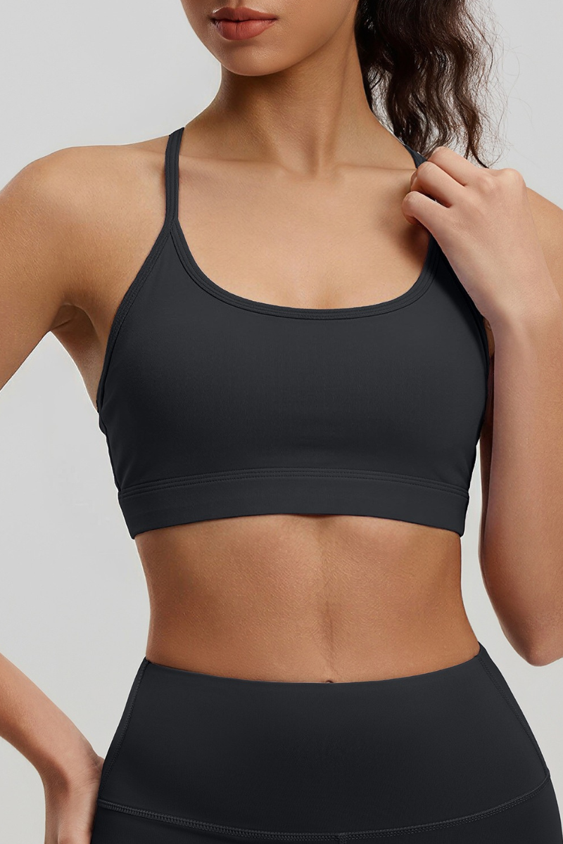 Women's Mesh Spliced Beauty‑Back Padded Sports Bra