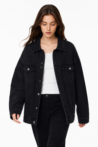Women's Fall Oversized Drop Shoulder Denim Jacket