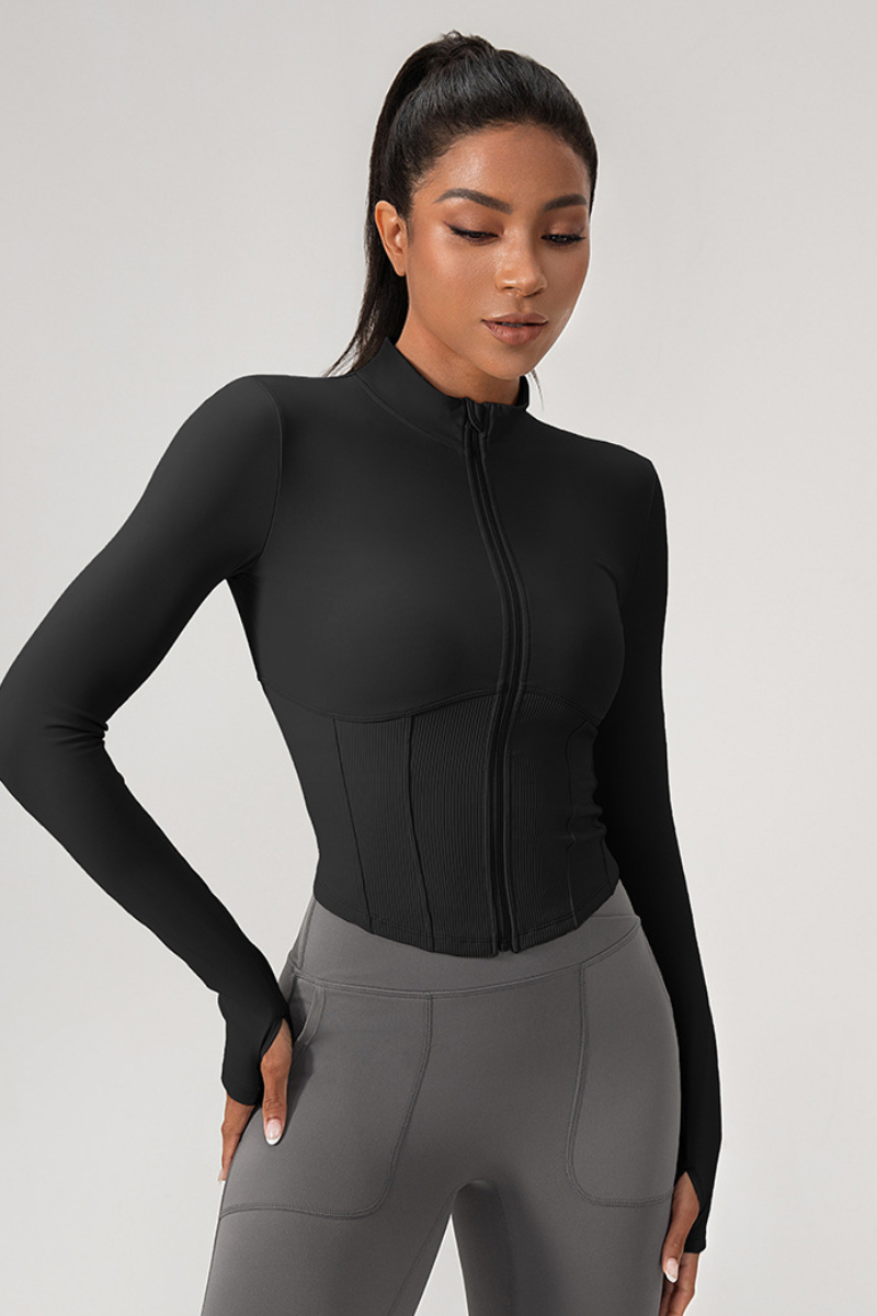 Women’s Stand-Collar Panelled Slim-Fit Athletic Jacket