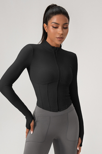 Women’s Stand-Collar Panelled Slim-Fit Athletic Jacket