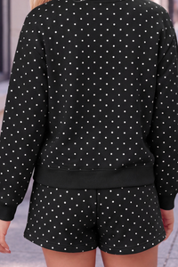 Unisex Fall Polka Dot Elastic Waist Drawstring Casual Shorts