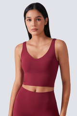 Women's V-Neck Wide Strap Beautiful Back Sports Yoga Bra