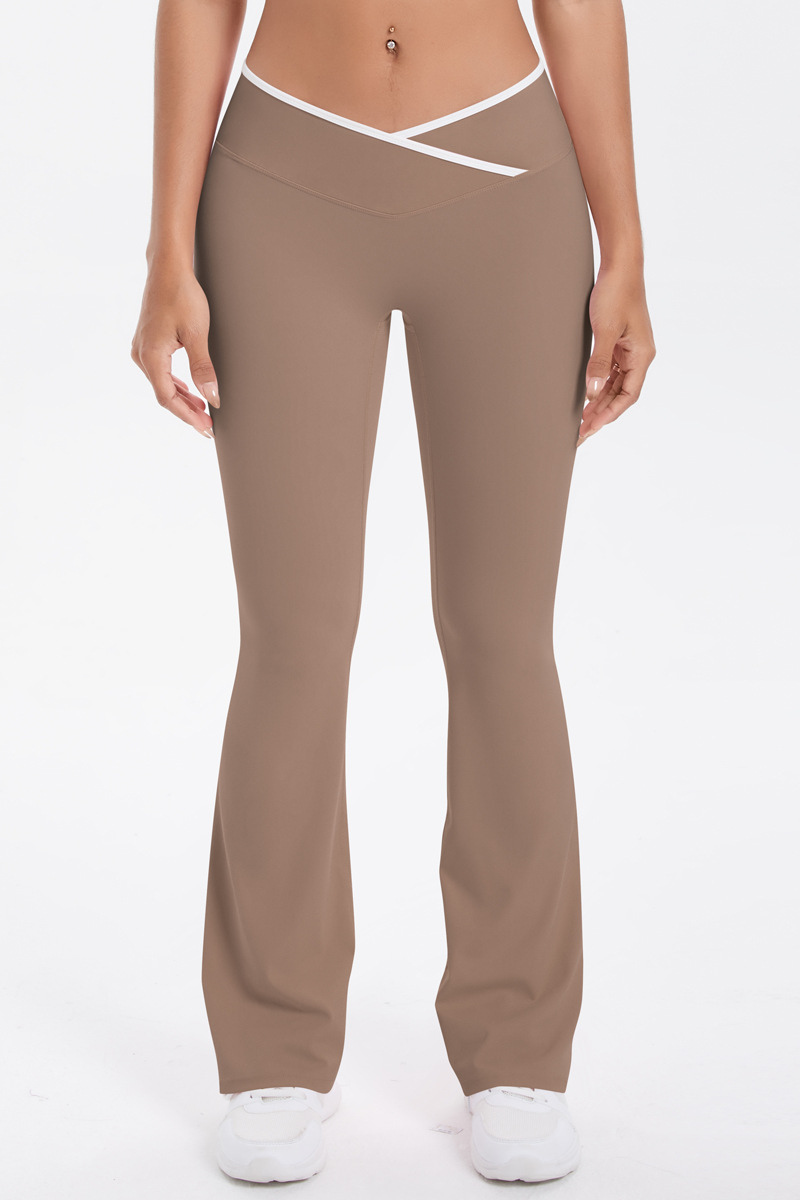 Women's Athletic Cross Waist Color Block Flare Pants