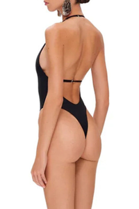 Women's Sexy Halter Cross Slim One Piece Swimsuit Set